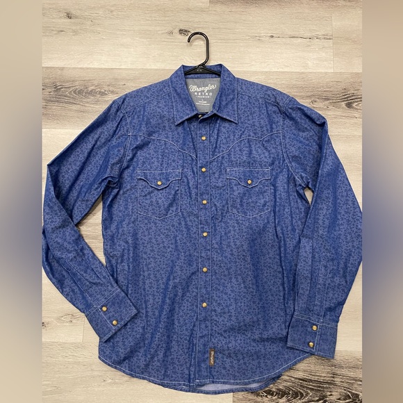 Wrangler Other - WRANGLER Retro Premium Sawtooth Snap Long Sleeve Men’s Shirt Size Large